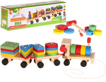 Educational Wooden Toy Puzzle Sorter, Train with wagons