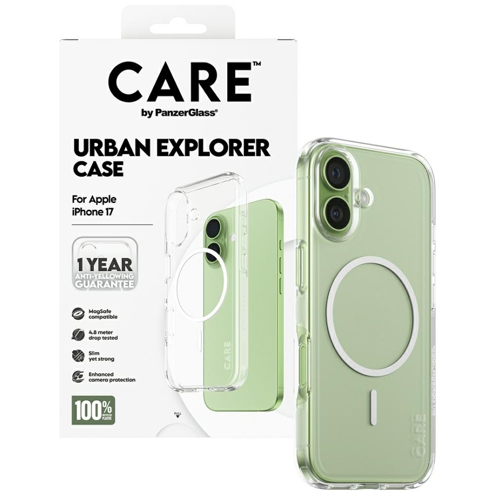 CARE by PanzerGlass Flagship Urban Explorer Case w. White MagSafe iPhone 17 - Transparent (2)