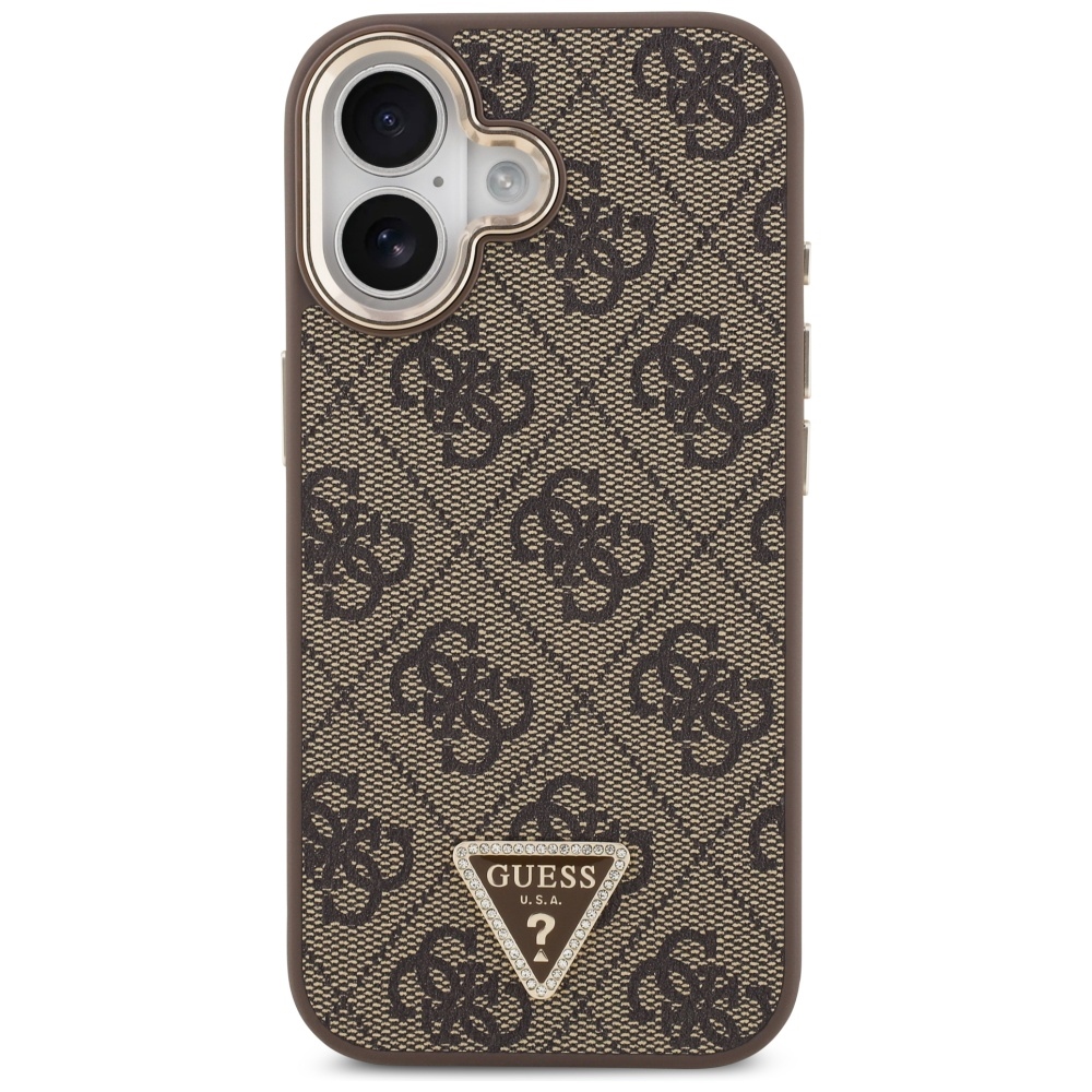 Guess 4G Triangle Logo MagSafe Phone Case Cover iPhone 17 - Brown and Gold (1)