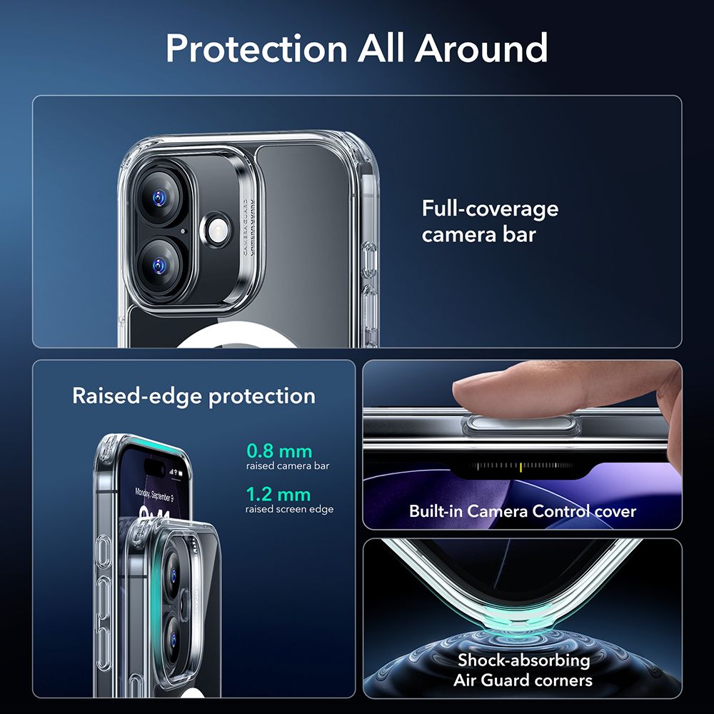 ESR Classic Hybrid MagSafe + Tempered Glass Set iPhone 17 - Clear (1)