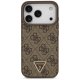 Guess Leather 4G Triangle Strass MagSafe Phone Case Cover iPhone 17 Pro - Brown