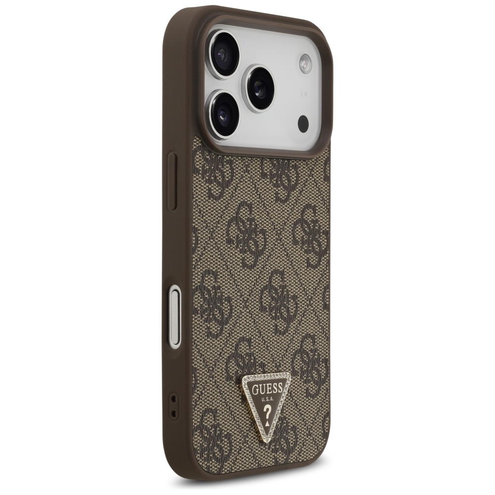 Guess Leather 4G Triangle Strass MagSafe Phone Case Cover iPhone 17 Pro - Brown (2)