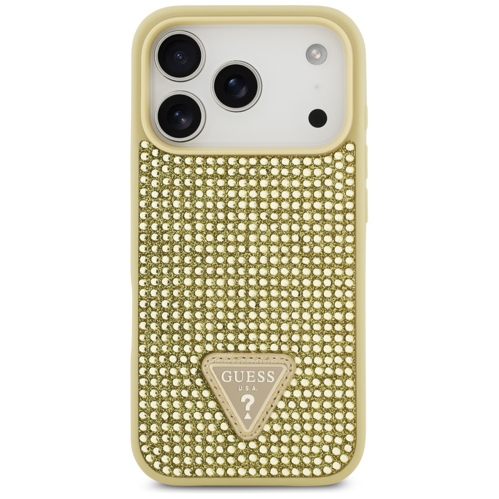 Guess Rhinestone Triangle Logo iPhone 17 Pro Case - Gold (1)