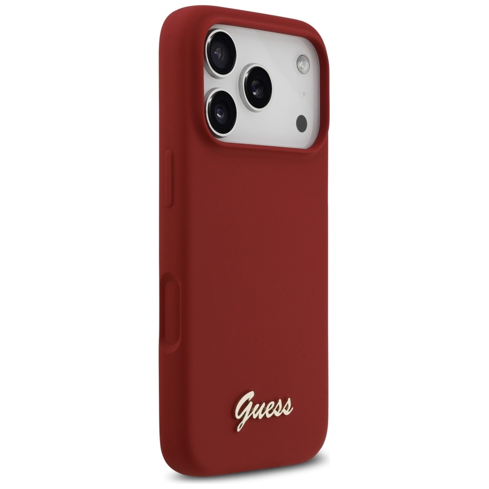 Guess Silicone Script Metal Logo MagSafe Phone Case Cover iPhone 17 Pro - Red (2)