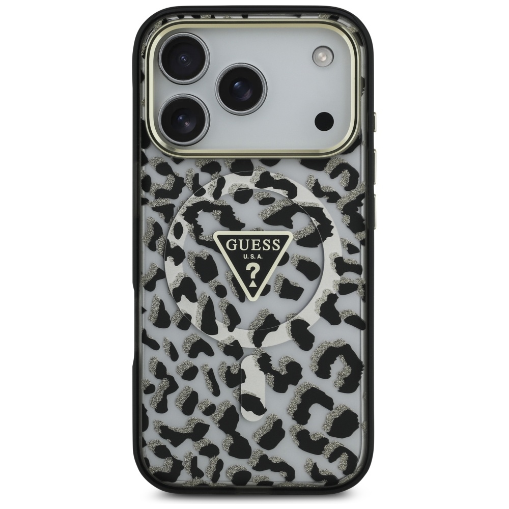 Guess Leopard Glitter MagSafe Phone Case Cover iPhone 17 Pro - Black (1)