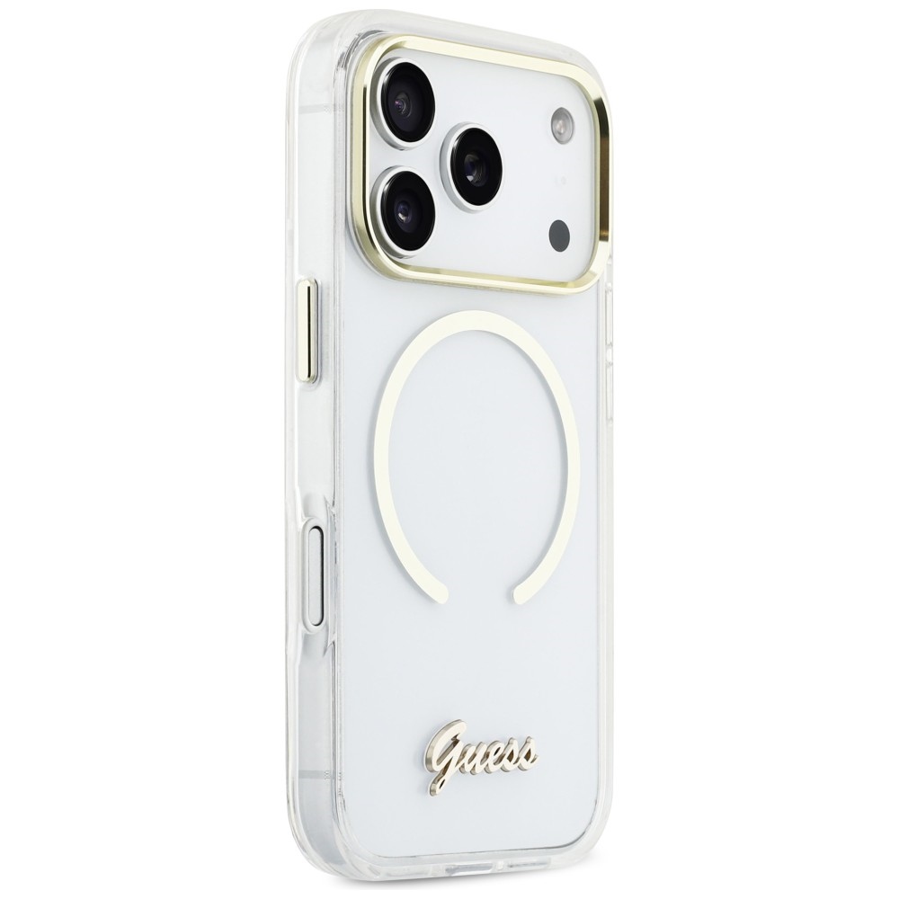 Guess IML Script Metal MagSafe Phone Case Cover iPhone 17 Pro - Clear (2)