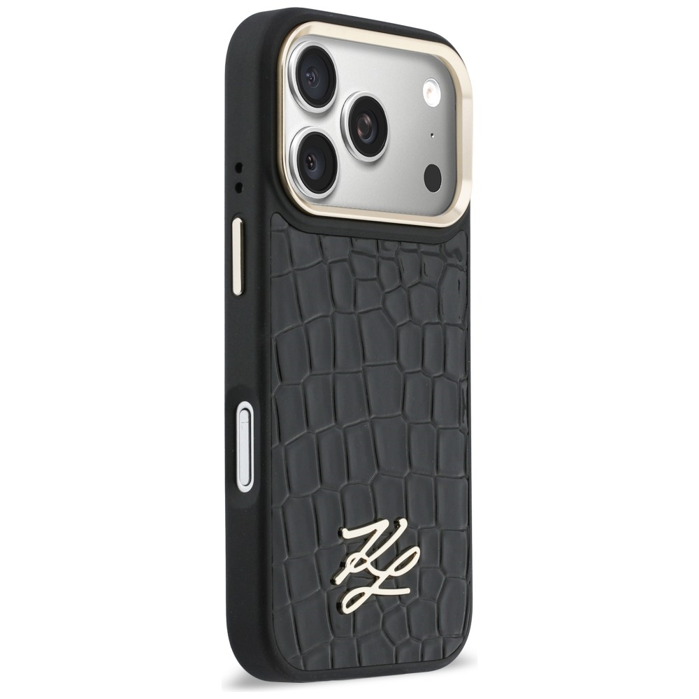 Karl Lagerfeld Croco KL Script Logo MagSafe Phone Case Cover iPhone 17 Pro - Black (2)