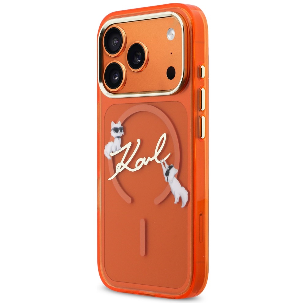 Karl Lagerfeld IML Choupettes Karl Script Logo MagSafe Phone Case Cover iPhone 17 Pro - Orange (0)