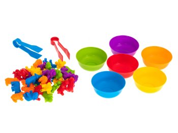 Small educational animals for children who are learning to count and sort, set of 36 el.