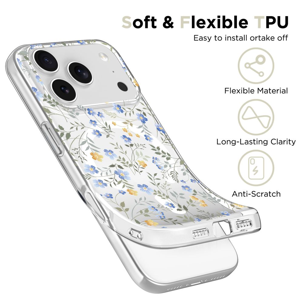 Tech-Protect FlexAir MagSafe Phone Case Cover iPhone 17 Pro Max - Daisies with Leaves (1)