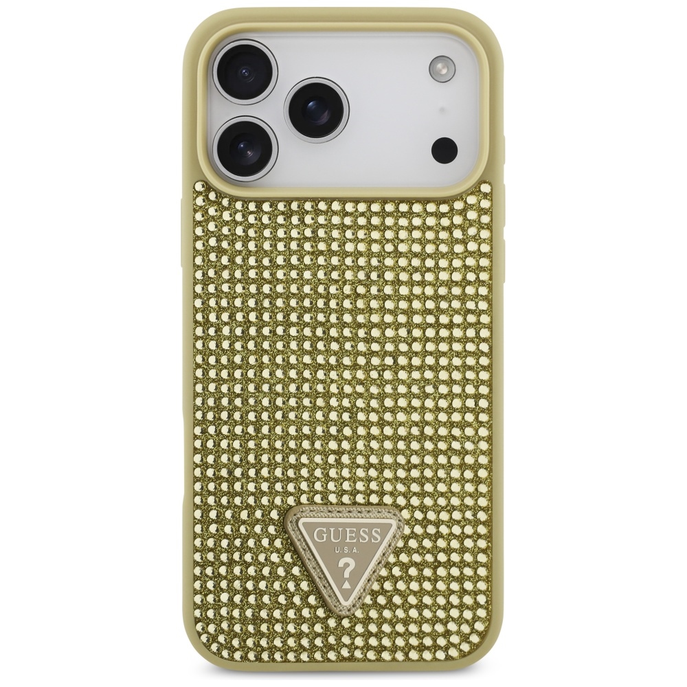 Guess Rhinestone Triangle Logo Phone Case Cover iPhone 17 Pro Max - Gold (1)
