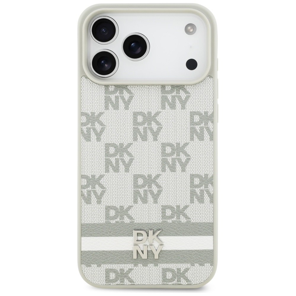 DKNY Checkered with Printed Stripes Phone Case Cover iPhone 17 Pro Max - Beige (1)