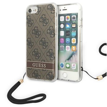 Apple iPhone 8 / 7 / SE (2020) (2022) 4.7" Guess 4G Print Strap Case Cover (GUOHCI8H4STW), Brown