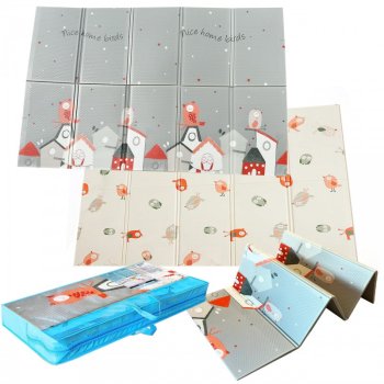 NICEKIDS Double-sided Foldable XPE Foam Play Mat Pad Rug for Kids, 200x150cm, Birds