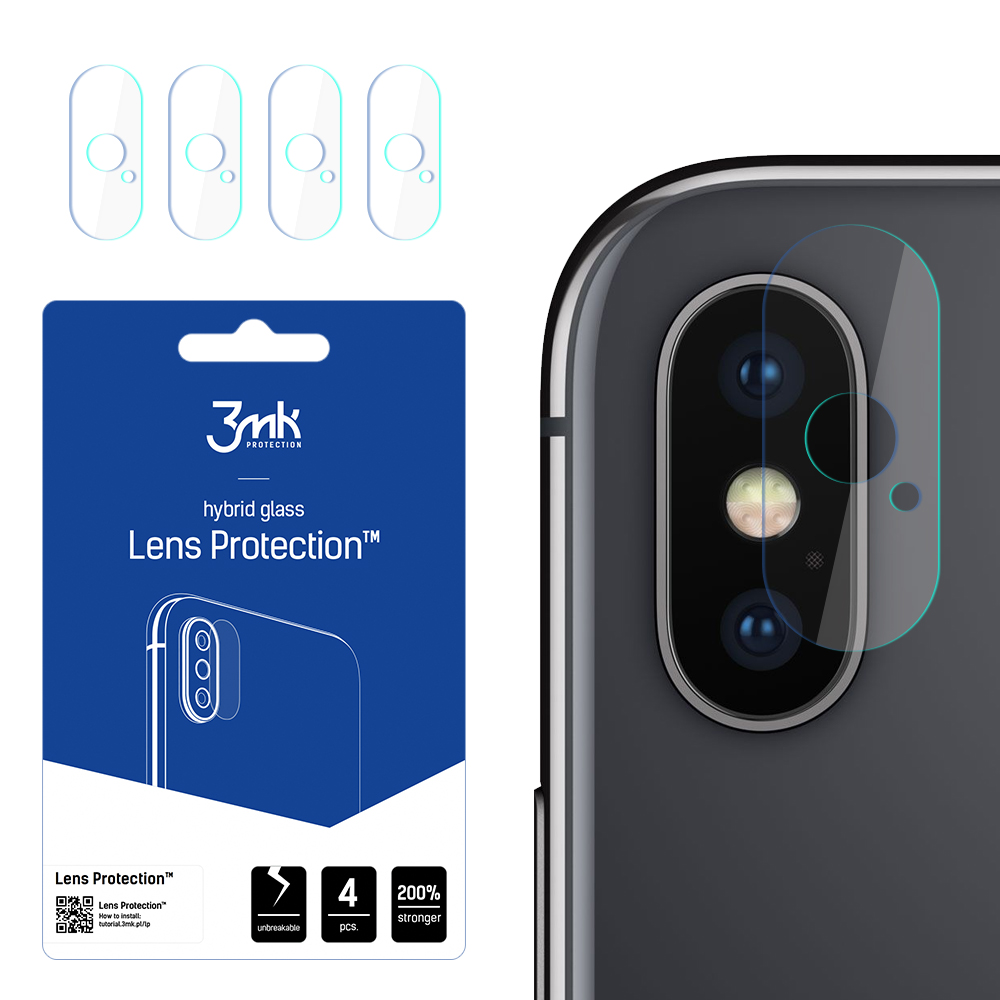 Apple iPhone X 5.8'' 3MK Lens Protection Back Camera Tempered Glass Protector, 4 pcs.