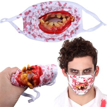 Scary Halloween Mask with Bloody Teeth Horror Costume Accessory