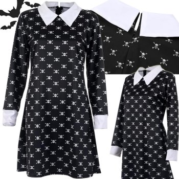 Wednesday Addams Costume Dress for Kids Halloween Party 115-125cm