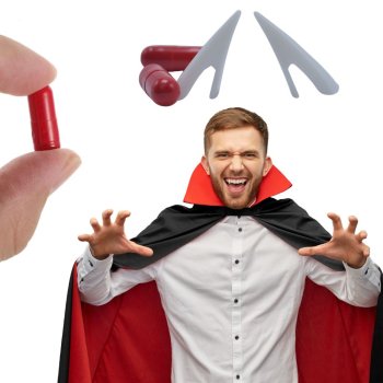 Vampire Fangs with Fake Blood for Halloween Costume Accessories