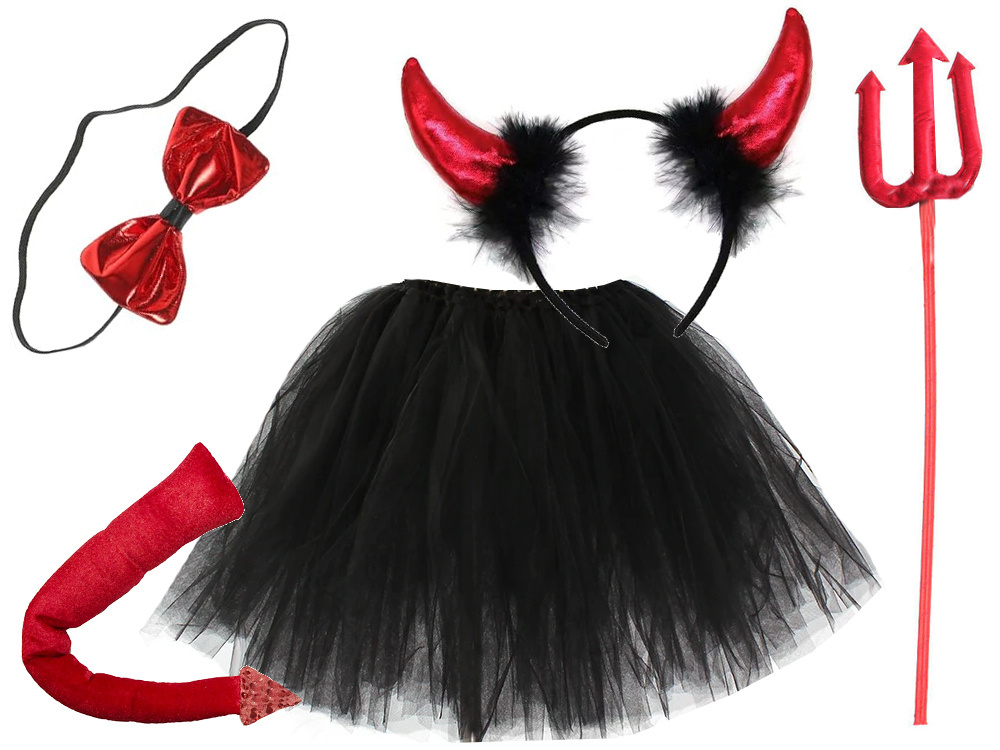 Girls Devil Costume for Halloween Dress Up with Accessories (0)