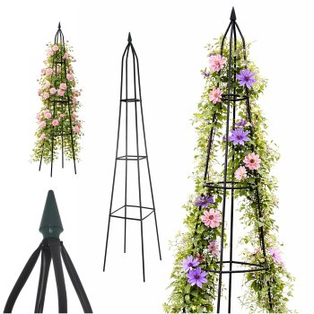 LUARO Garden Obelisk Trellis for Climbing Plants Metal Rose Pyramid Support Stand