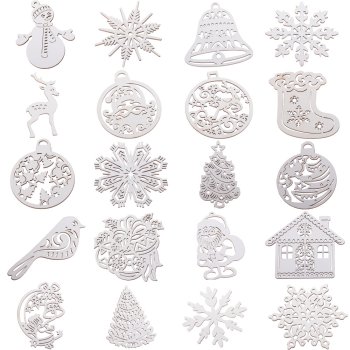 Wooden Christmas Tree Decorations, Pendants, Ornaments, 20 pcs.