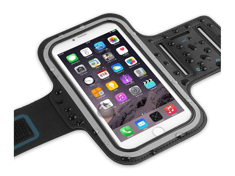 Sports armband phone case with adjustable strap for running, black (1)