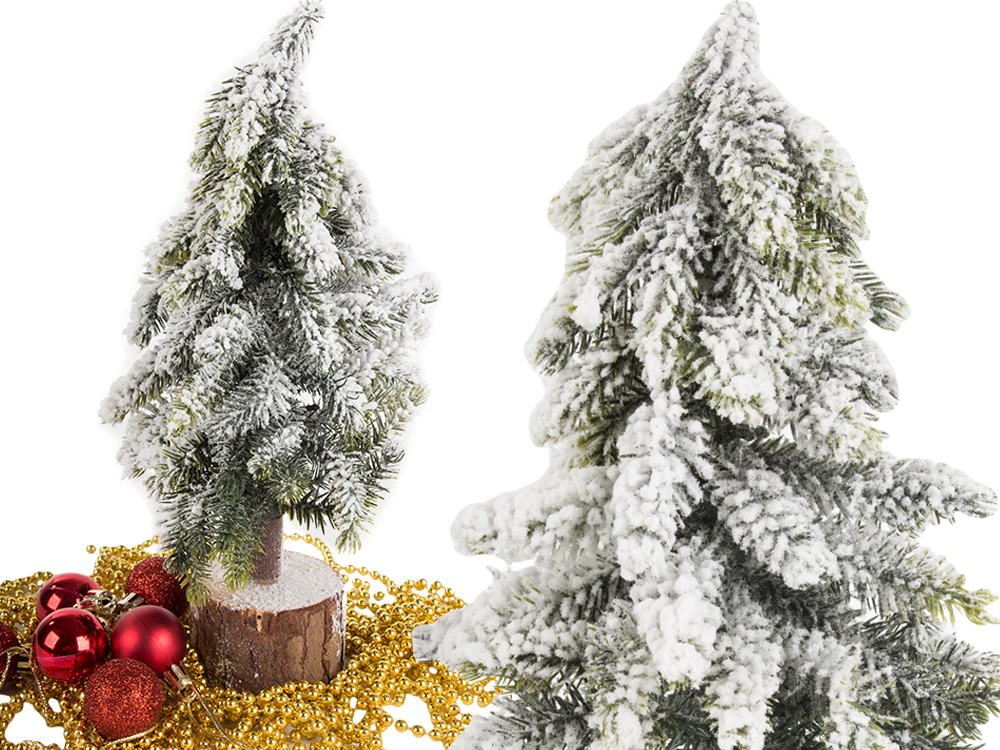 Small Flocked Tabletop Artificial Christmas Tree with Wooden Base (3)