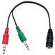 Mini Jack adapter cable for headset with microphone, 20 cm, black