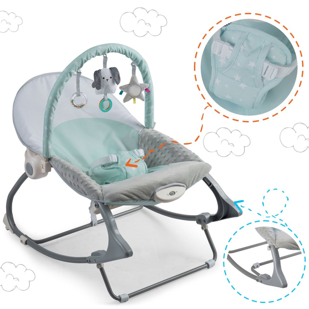 Nukido Baby Bouncer Rocker with Vibration, mint (2)