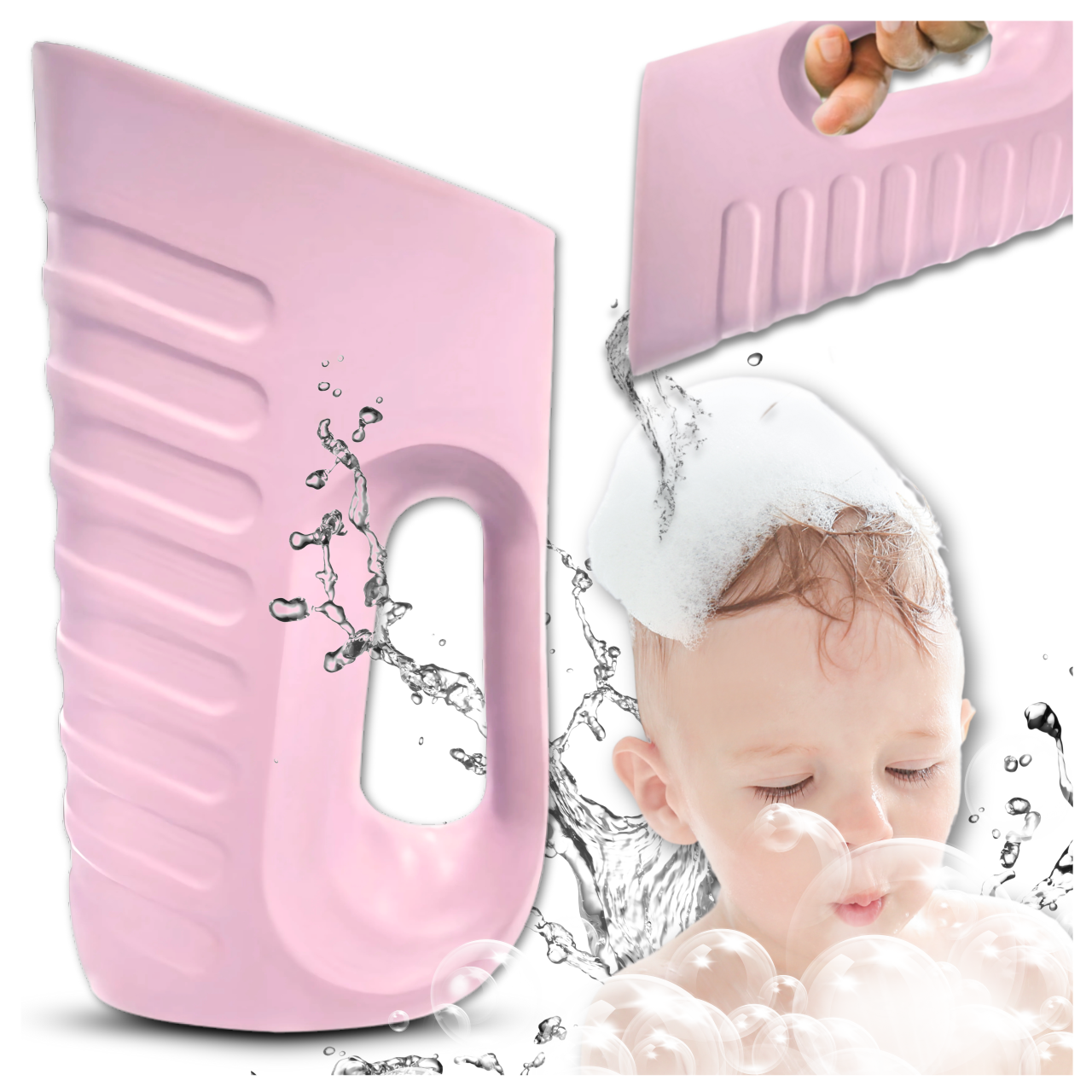 Nicekids Soft Hair Rinse Cup for Baby and Toddler Bath Time, Large, Pink