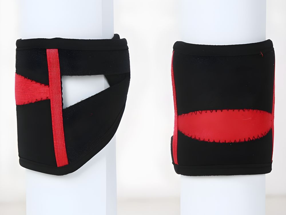 Soft Protective Baby Knee Pads for Crawling, 1 Pair, Black-Red (3)