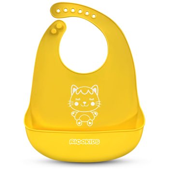 Ricokids Silicone Baby Bib with Food Catcher, Yellow