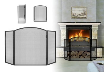 Large Fireplace Screen Spark Guard Safety Protector, 118x76 cm