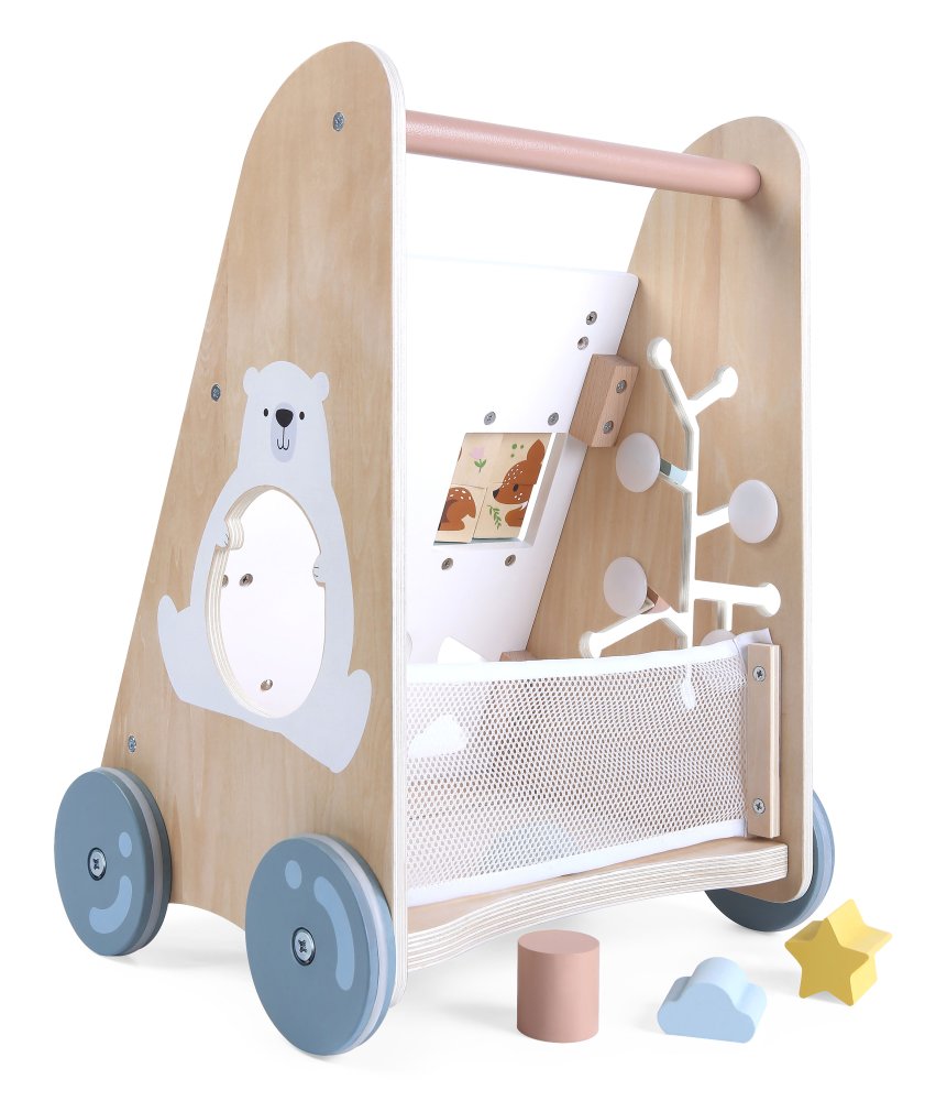 ECOTOYS Educational Wooden Baby Push Walker with Activity Center (1)