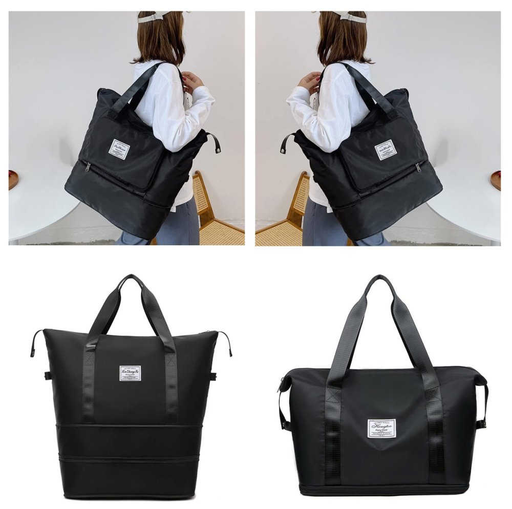 Adjustable Bag for Hiking Camping Canoeing Traveling Beach, Black (1)