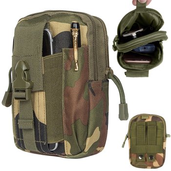 Tactical Military Waist Bag Molle System, Green Camo