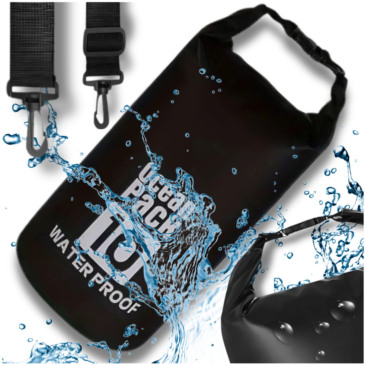 10L Waterproof Hiking Bag Backpack, Black