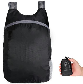Lightweight foldable backpack 20L, black