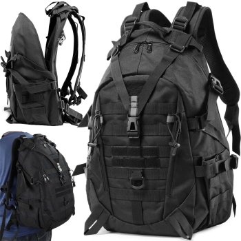 Tactical military backpack 30L for hiking and survival, black