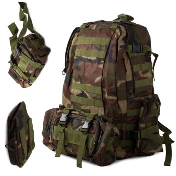 Military Tactical Backpack 48.5L – Waterproof, Dark Camo