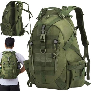 Tactical military backpack 30L for hiking and survival, green
