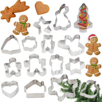 Christmas Cookie Gingerbread Cutter Shapes Set, 15 pcs.