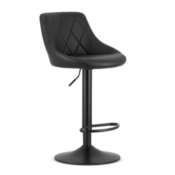 Swivel Bar Stool with Adjustable Height and Footrest, Faux Leather, Black