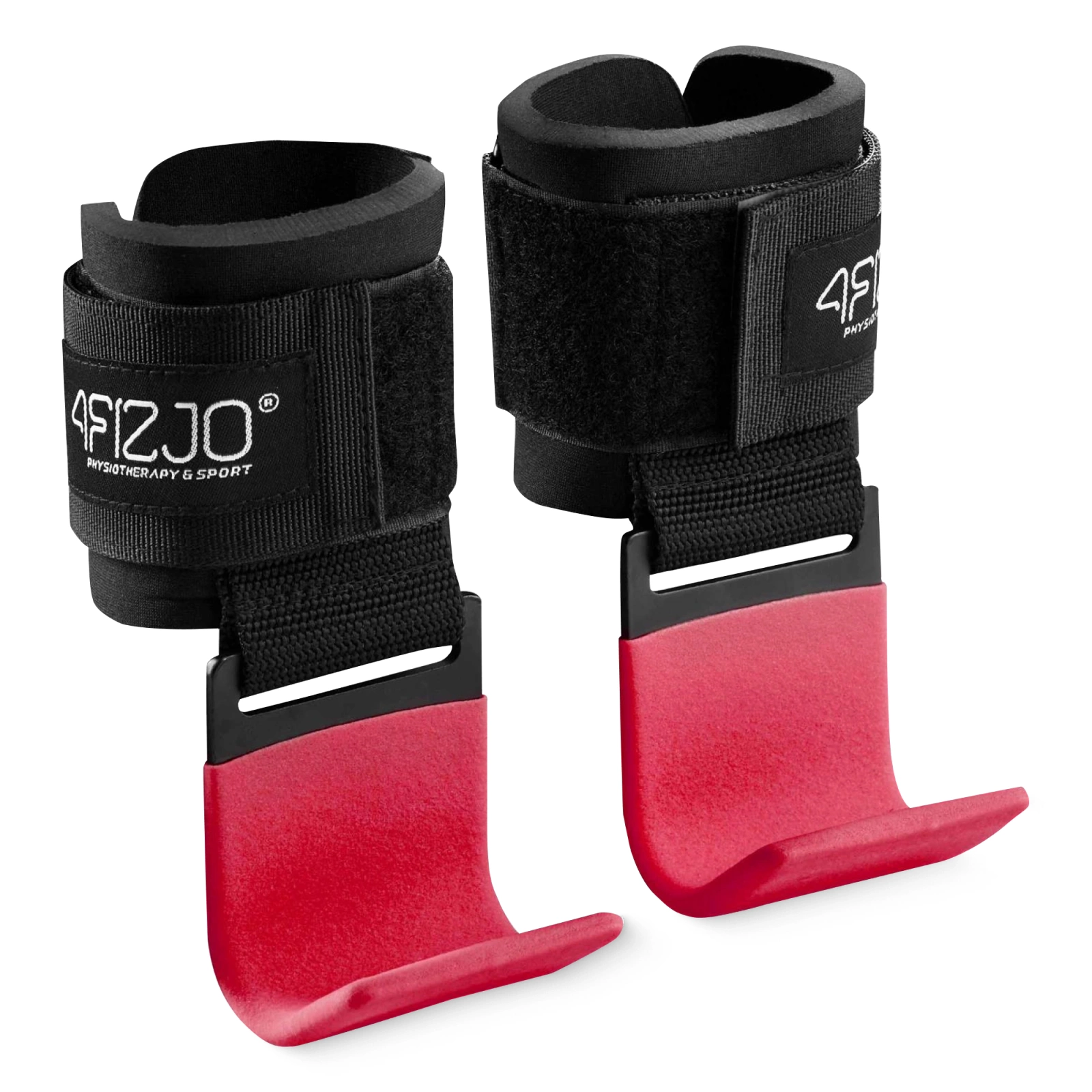 4FIZJO Weight Lifting Hooks for Pull-ups and Deadlifts, Red