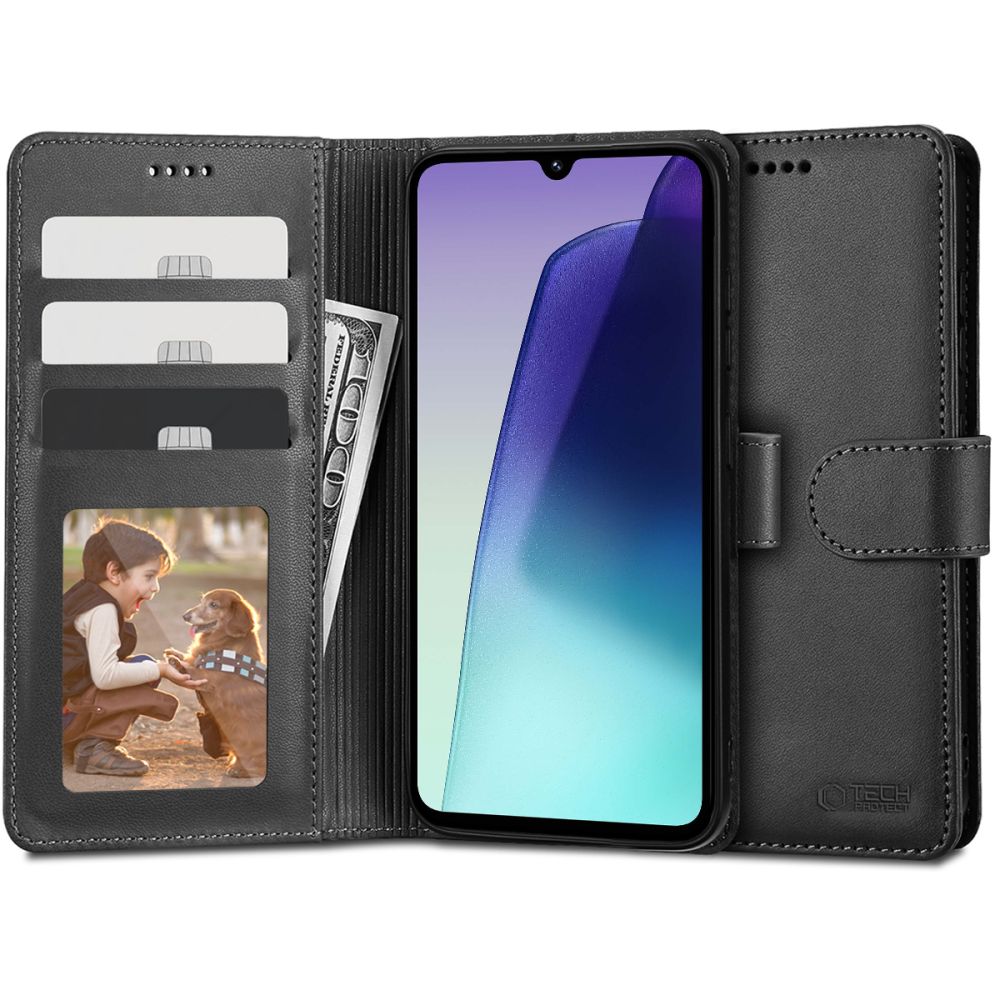 Xiaomi Redmi 14C Tech-Protect Wallet Book Case Cover, Black