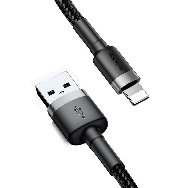 Baseus Cafule USB to Apple iPhone Lightning Data Charging Cable 2.4A, 1m, Black + Grey (0)