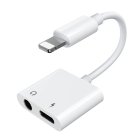 Joyroom Lightning to Lightning / 3,5mm Mini Jack AUX Headphone Adapter for Audio and Charging, White