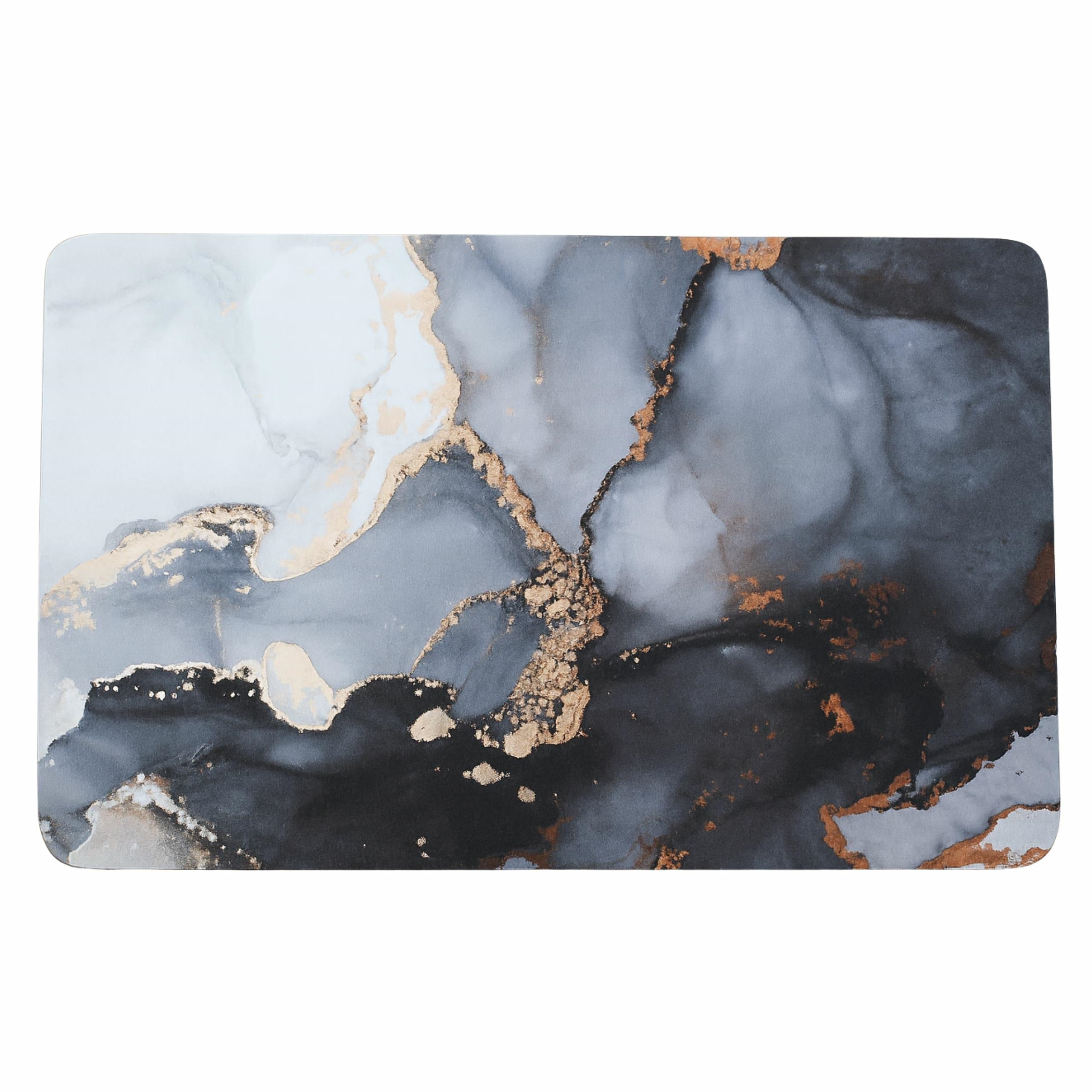 Non-Slip Marble Bathroom Rug with Gold Accents 50x80cm