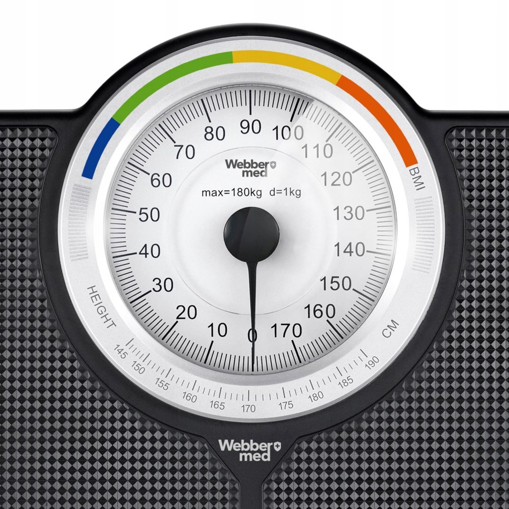 WEBBER BMI Mechanical Bathroom Scale with BMI, 180 kg, Black (0)