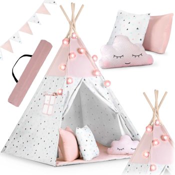 Baby Tipi Tent with Light Garland Nukido, Pink